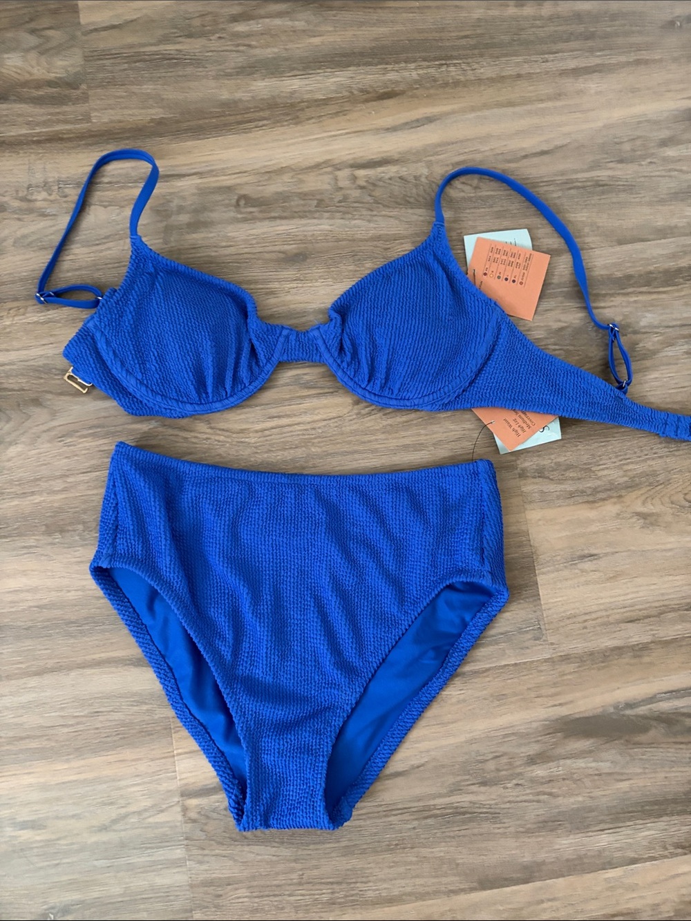 Shade & Shore Cobalt Blue Textured Two-Piece Bikini
